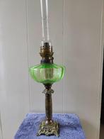 Prachtige antieke zeldzame uranium glas olielamp, Antiek en Kunst, Ophalen of Verzenden