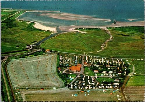 Nieuwvliet - Camping Pannenschuur luchtopname (1975), Verzamelen, Ansichtkaarten | Nederland, Gelopen, Zeeland, 1960 tot 1980