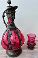 Boheemsem glazen karaf met glas, Ophalen of Verzenden