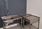 Professionele RVS Horeca Spoelbak + 5 RVS Werktafels, Ophalen, Gebruikt, RVS Meubilair