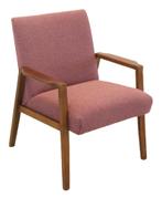 vintage fauteuil stoel roze midcentury gratis bezorging, Minder dan 75 cm, Ophalen of Verzenden, Hout, 50 tot 75 cm