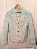 Lichtblauwe kalfsleren blazer - Maat s, Blauw, Transmission, Ophalen of Verzenden, Zo goed als nieuw