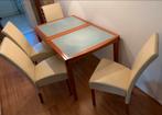 Hele mooie eethoek met 4 leer bekleding stoelen, Huis en Inrichting, Ophalen, Gebruikt, Retro modern