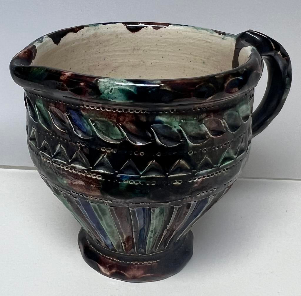 Fries Workumer aardewerk kerfsnede pot met oor., Ophalen of Verzenden