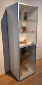 Vitrinekast hoogglans wit met helder glas, Ophalen, Met deur(en), 50 tot 100 cm, Zo goed als nieuw