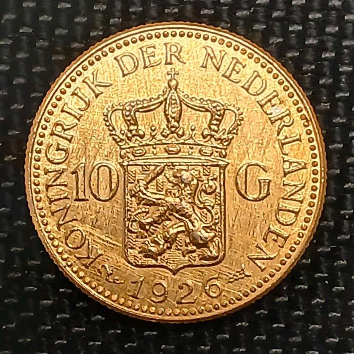 1926 Gouden tientje 10 Gulden -Wilhelmina naslag vergulding, Postzegels en Munten, Munten | Nederland, Losse munt, 10 gulden, Koningin Wilhelmina