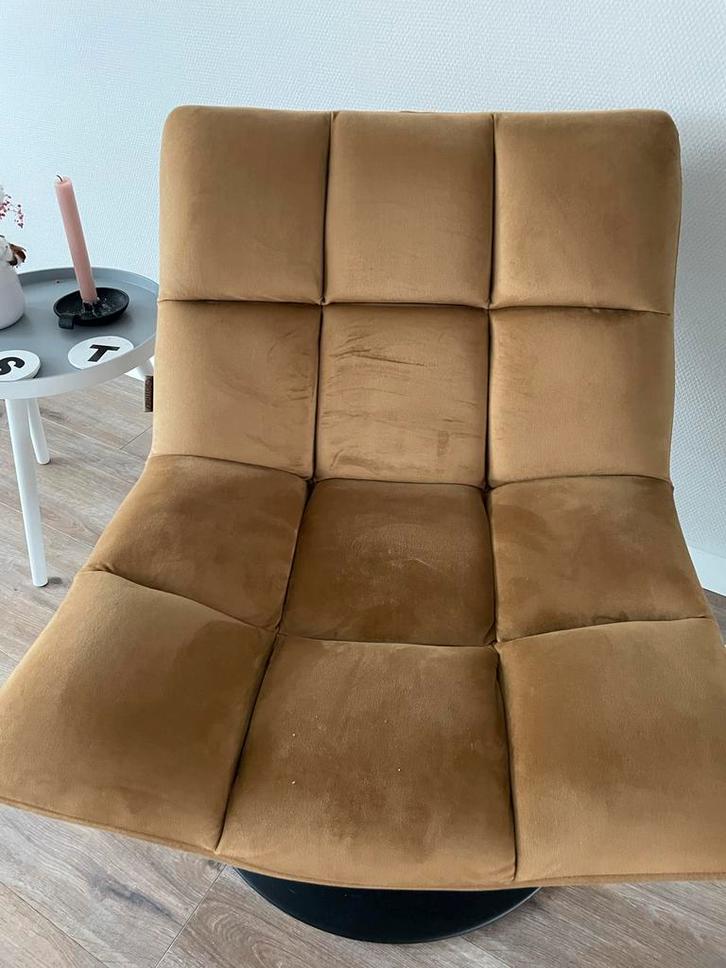 Comfortabele Dutchbone draaibare fauteuil, Huis en Inrichting, Stoelen, Zo goed als nieuw, Eén, Stof, Bruin, Ophalen of Verzenden