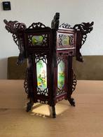 Vintage Chinese hexagon lamp - handgeschilderde panelen, Ophalen, Zo goed als nieuw, Minder dan 50 cm, Vintage - Oosters