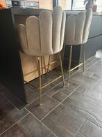 Barkruk beige fluweel. 1 kruk, Huis en Inrichting, Barkrukken, 1 kruk, Ophalen of Verzenden, Nieuw, 60 tot 90 cm