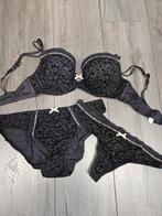 Mooi zwart set van Mariemeili BH 80D broekje XL string XL, Verzenden, Zo goed als nieuw, Zwart, Bikini