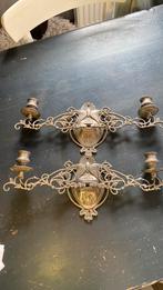 2mooie twwe armige art nouveau pianokandelaars, Antiek en Kunst, Antiek | Kandelaars, Ophalen of Verzenden, Koper of Brons
