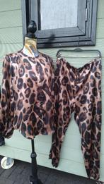 H&M combinatiepak blouse&broek met leopard print M/L, Maat 38/40 (M), H&M, Kostuum of Pak, Overige kleuren