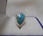 Zilveren vintage ring met turquoise maat 16 nr.1120, Verzenden, Dame, Zilver, Zilver
