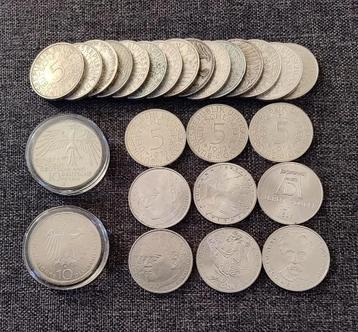 26 Duitse 5 & 10 Mark Munten Ongesorteerd - 187 gram Zilver beschikbaar voor biedingen