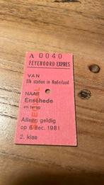 Treinkaartje Feyenoord express, Verzamelen, Spoorwegen en Tramwegen, Ophalen of Verzenden, Zo goed als nieuw, Tram