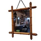 Vintage faux bamboe spiegel, Huis en Inrichting, Minder dan 50 cm, Gebruikt, Ophalen of Verzenden, Minder dan 100 cm