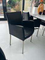 Eetkamer stoelen, Ophalen, Zwart, Leer, Zo goed als nieuw