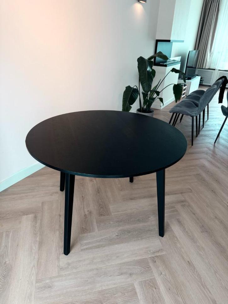 Ronde Tafel 4 persoons Zwart, Huis en Inrichting, Tafels | Eettafels, Zo goed als nieuw, 100 tot 150 cm, 100 tot 150 cm, Vier personen