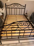 Metalen bed 140 x 200, Ophalen, Zwart, Tweepersoons, 140 cm