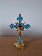 Staand kruis blauw 13 cm, Verzamelen, Religie, Ophalen of Verzenden