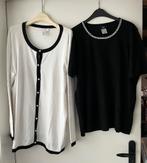 Paola, twinset. Kleuren wit en zwart met parelrand. Maat 46, Kleding | Dames, Ophalen of Verzenden, Zo goed als nieuw, Maat 46/48 (XL) of groter