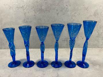 Baltic Sea Glass Blauw - Set van 6 blauw glaswerk beschikbaar voor biedingen