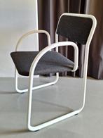 vintage arm-stoel wit buis-frame met antraciet uniek design, Huis en Inrichting, Stoelen, Ophalen, Overige kleuren, Metaal, Eén