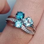 Zilveren ring met topazen - S925, Sieraden, Tassen en Uiterlijk, Ringen, Nieuw, Met edelsteen, Dame, Zilver