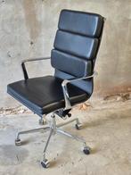 Bureaustoel zwart leer chroom frame soft pad verstelbaar, Huis en Inrichting, Bureaustoelen, Ophalen, Zo goed als nieuw, Zwart