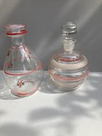 Twee brocante glazen karafjes., Ophalen of Verzenden