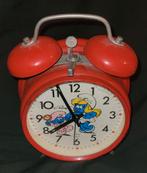 Vintage rode bellen wekker met wijzerplaat smurfen Hema, Verzenden, Zo goed als nieuw, Analoog, Wekker of Tafelklok