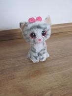 TY grijs gemèleerd superzacht poesje KIKI roze glitter ogen, Ophalen of Verzenden, Zo goed als nieuw, Poes