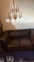 Originele 2-zits Chesterfield bank - Leer, Huis en Inrichting, Banken | Bankstellen, Ophalen, Gebruikt, 150 tot 200 cm, Tweepersoons