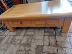 Zwaar eiken  Salontafel met Lades, Ophalen, Gebruikt, 100 tot 150 cm, Eikenhout