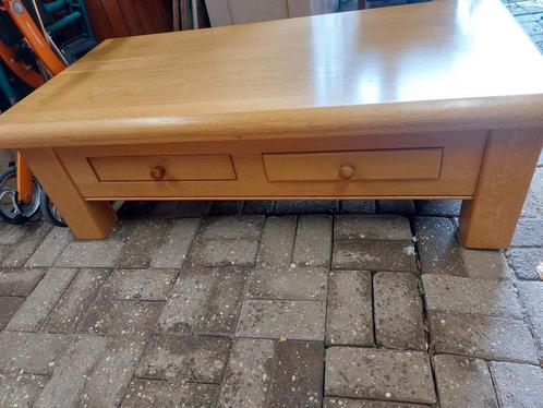 Zwaar eiken  Salontafel met Lades, Huis en Inrichting, Tafels | Salontafels, Gebruikt, Minder dan 50 cm, 100 tot 150 cm, Rechthoekig