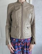 Mango echt leer jack jasje khaki donkerbeige XS/34, Kleding | Dames, Jassen | Zomer, Mango, Verzenden, Zo goed als nieuw, Maat 34 (XS) of kleiner