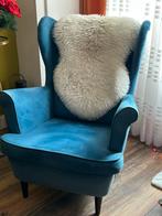 Blauw velvet zetel ( leuk modelletje), Huis en Inrichting, Fauteuils, Ophalen, Zo goed als nieuw, 75 tot 100 cm, 50 tot 75 cm