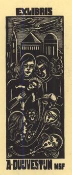 0386 Ex Libris Nederland : Cor de Wolff, 1948, Antiek en Kunst, Kunst | Etsen en Gravures, Verzenden