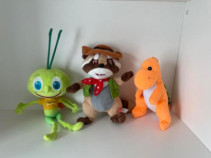 Leuke set knuffels Wasbeer Randy, Sara de Sprinkhaan en dino, Kinderen en Baby's, Speelgoed | Knuffels en Pluche, Overige typen