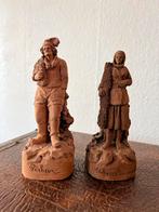 Vintage Frans aardewerk // De vissers, Antiek en Kunst, Kunst | Beelden en Houtsnijwerken, Ophalen of Verzenden