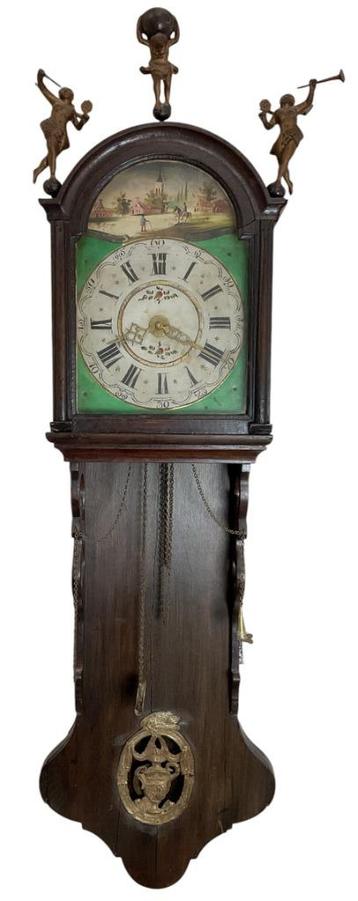 Antieke handbeschilderde 19e eeuwse Friese staartklok # 9752 beschikbaar voor biedingen