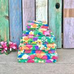 Opbergdoosjes met bloemen gekleurde nestdoosjes karton, Ophalen of Verzenden, Gebruikt