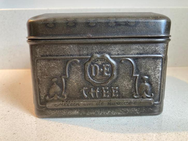 Antiek theeblik Douwe Egberts (1920-1940). Zeer goede staat., Verzamelen, Blikken, Gebruikt, Thee, Douwe Egberts, Ophalen of Verzenden