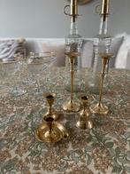 Diverse Kandelaars en twee flessen met opzet, Huis en Inrichting, Woonaccessoires | Kandelaars en Kaarsen, Wit, Ophalen of Verzenden