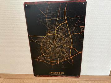 Vintage bord plattegrond van Apeldoorn (20x30cm) beschikbaar voor biedingen