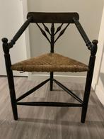 stoel hoekstoel hindeloopen schilderwerk biezen antiek hout, Huis en Inrichting, Stoelen, Ophalen, Riet of Rotan, Twee, Bruin