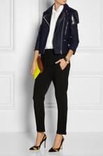 Victoria Beckham Leather / wool Bikerjacket  jasje XS, Kleding | Dames, Jasje, Maat 34 (XS) of kleiner, Blauw, Ophalen of Verzenden