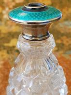 Antieke Engelse parfumfles van kristal en zilver 14,3 cm., Ophalen of Verzenden