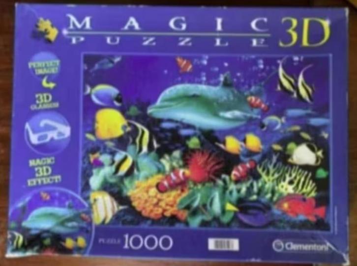 Clementoni magic 3D puzzel; Dolphin Reef, dolfijnen; 1000, Hobby en Vrije tijd, Denksport en Puzzels, Zo goed als nieuw, Legpuzzel