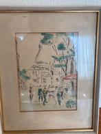 Originele gesigneerde kleurpotloodtekening  “ Montmartre “, Antiek en Kunst, Kunst | Tekeningen en Foto's, Ophalen
